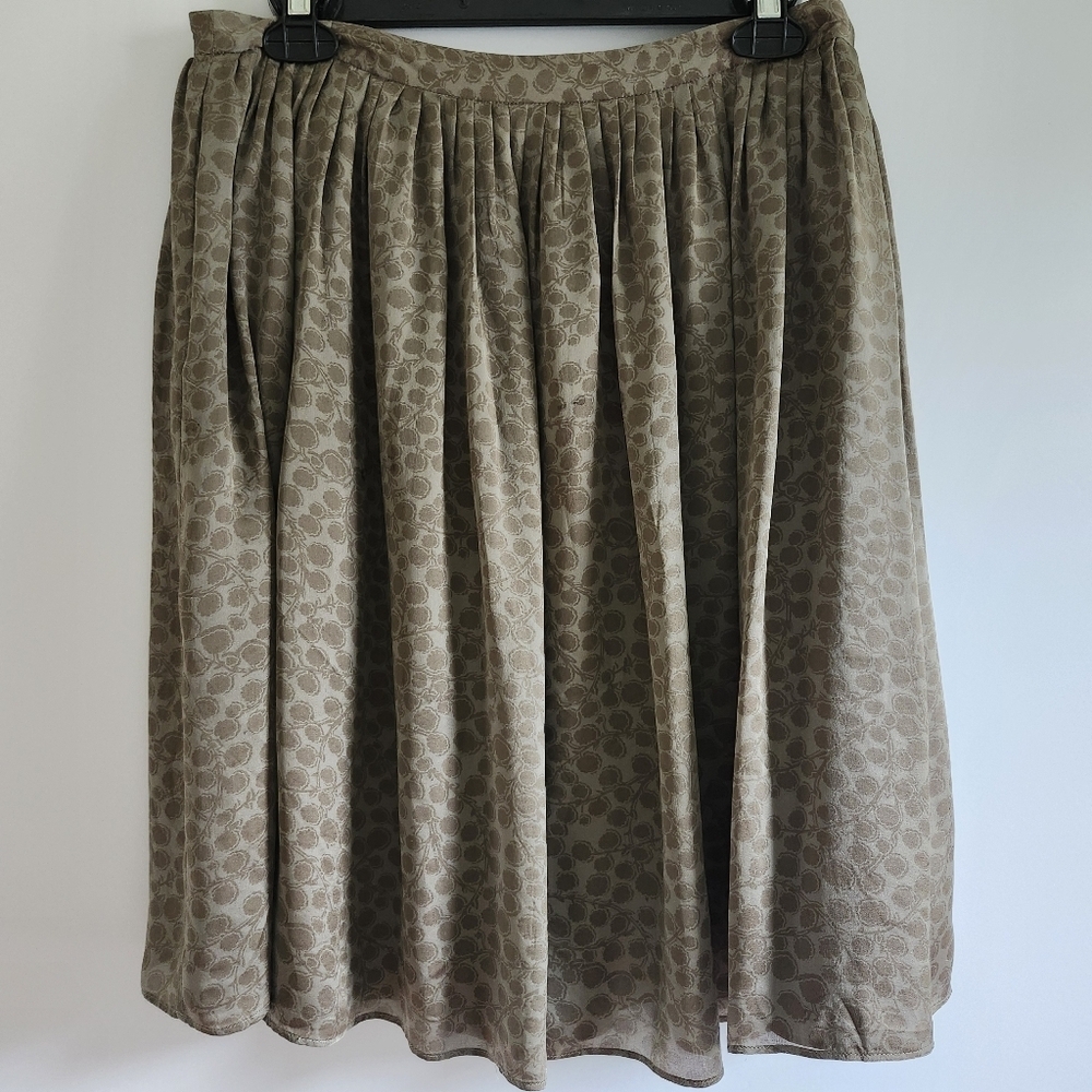 TOCCA Tan Floral Silk Knee/Midi Length Skirt Size 8